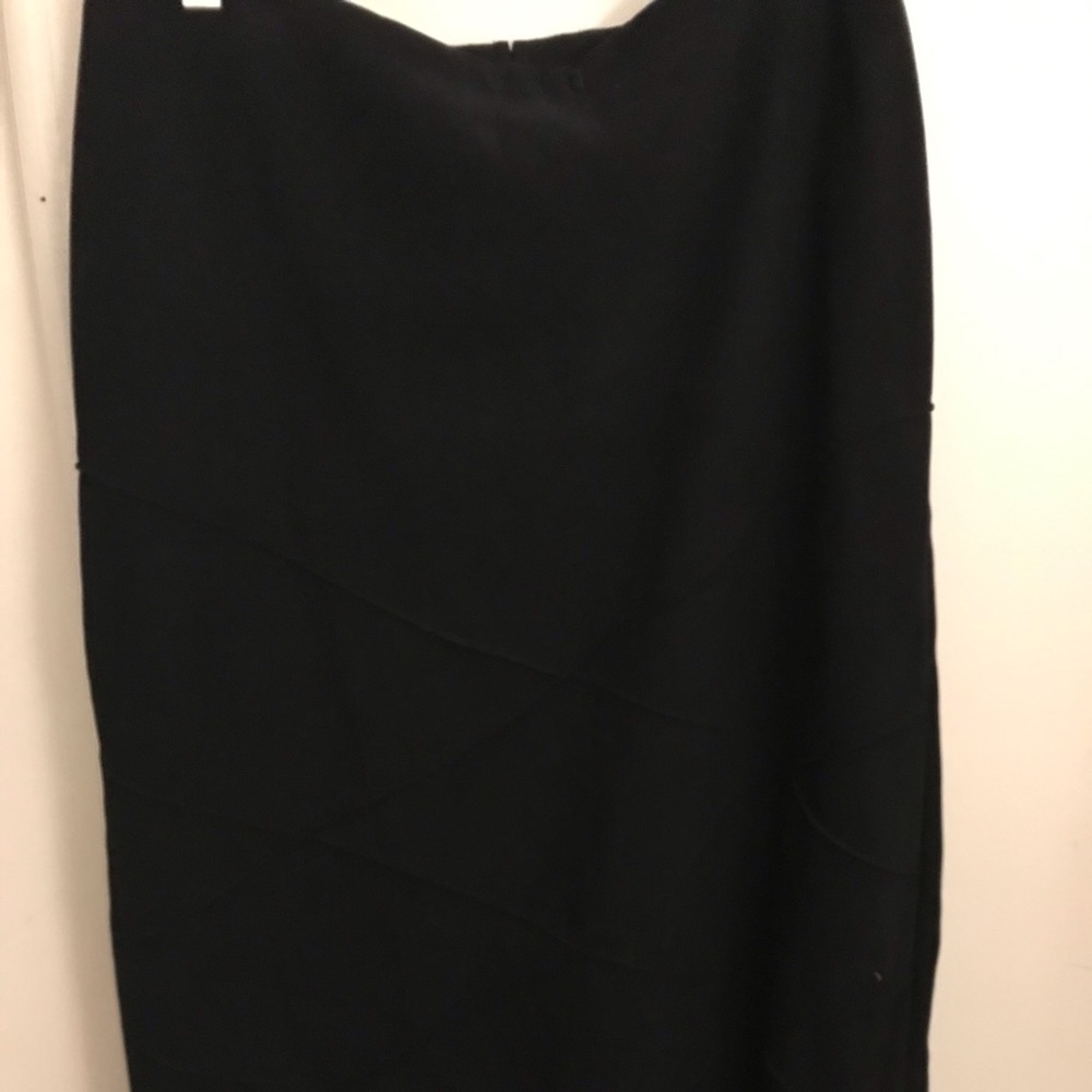 Long black faux suede skirt